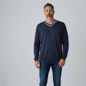 DKNY Men's Deep Blue V-Neck Sweater